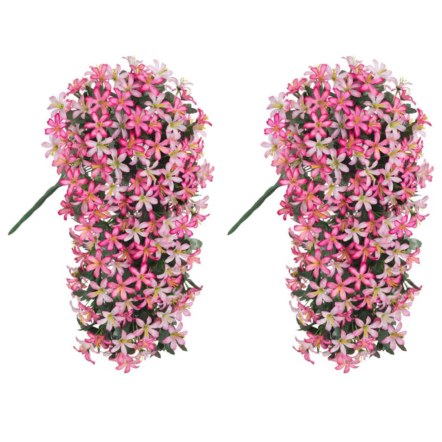 Artificial Fake Hanging Flowers Plants For Outdoors Decoration, Uv Resistant 2Pcs Faux Lily Flower Vines For Home Patio Porch Balcony Garden Yard, Pink & Light Pink