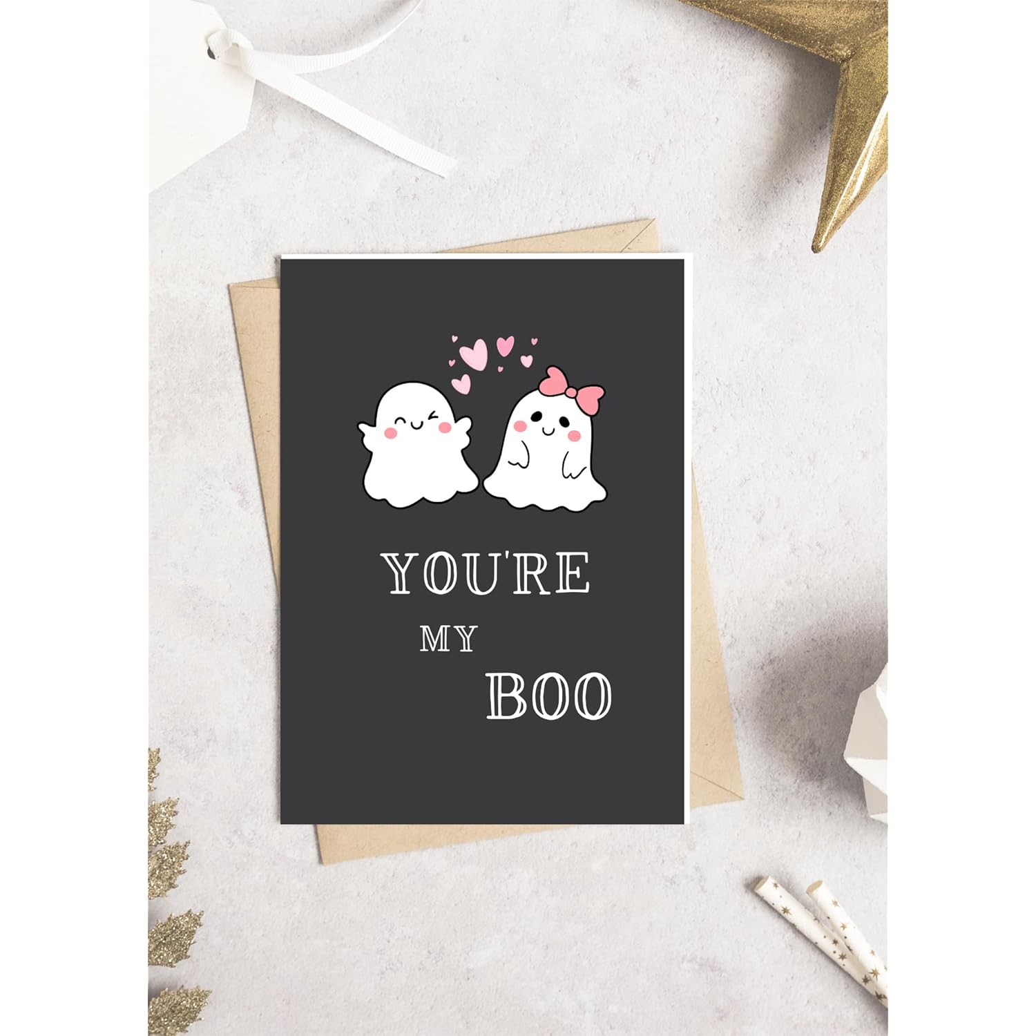 -Greetings I Love You Funny Anniversary, Valentine'S Day, Birthday Card For Boyfriend Husband Fiance Wife Girlfriend | Romantic Cute Ghost Halloween Card For Him Her | You'Re My Boo