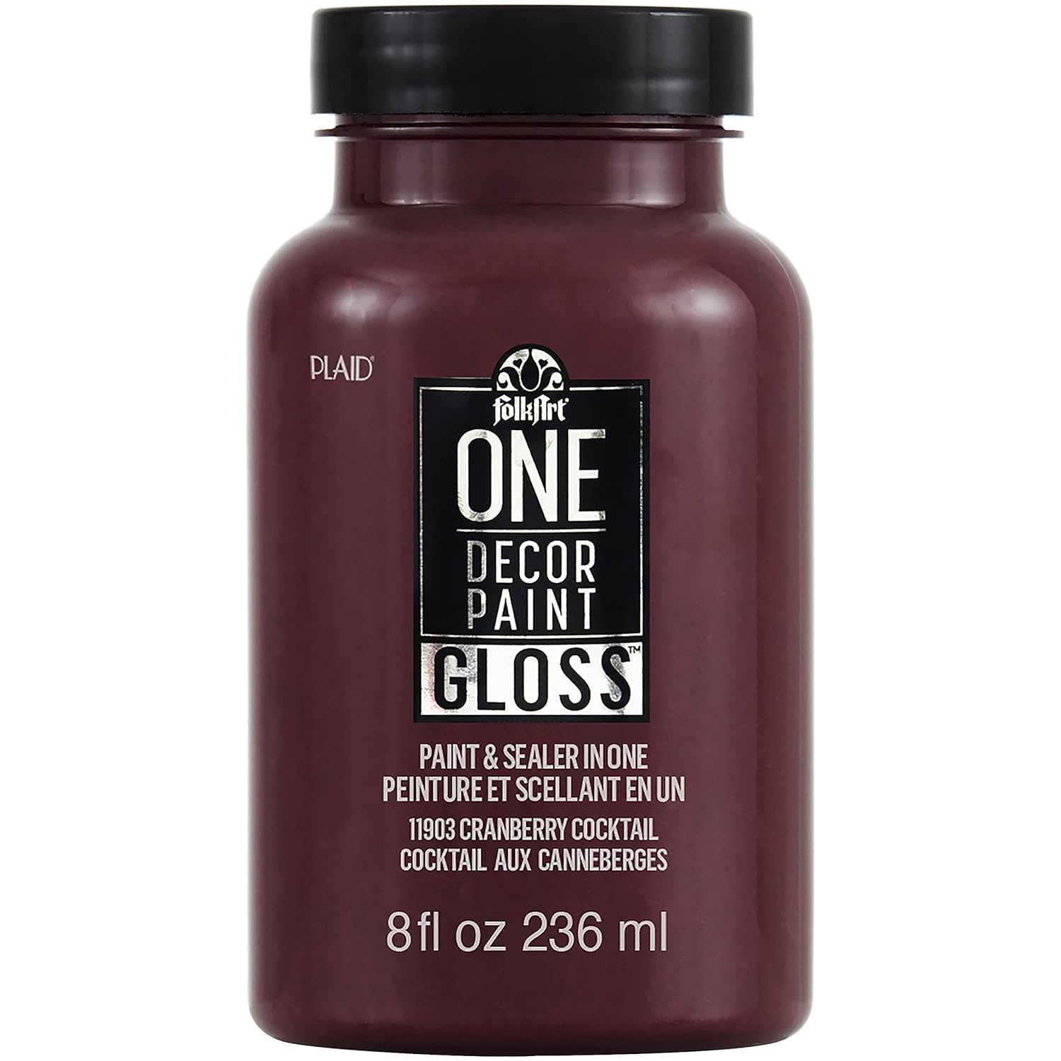 FolkArt, Cranberry Cocktail One Assorted 8 fl oz / 236 ml Brilliant Gloss Acrylic Paint for Easy to Apply DIY Crafts, Art Supplies with A Glossy Finish, 11903