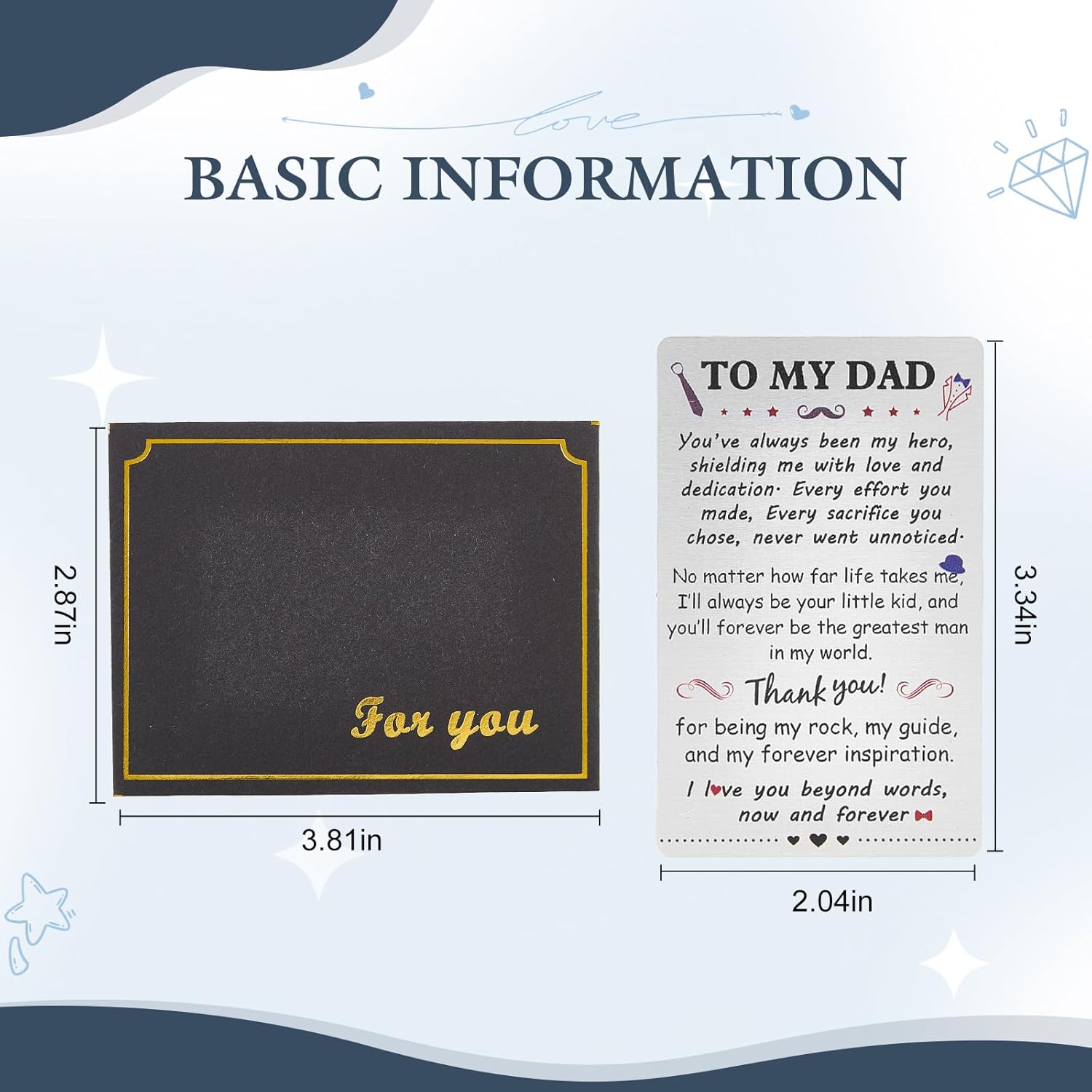 To My Dad Gifts Engraved Wallet Card From Son, Father‘S Day Gifts From Son, I Love You Dad Birthday Card - I'Ll Always Be Your Little Boy (Silver)