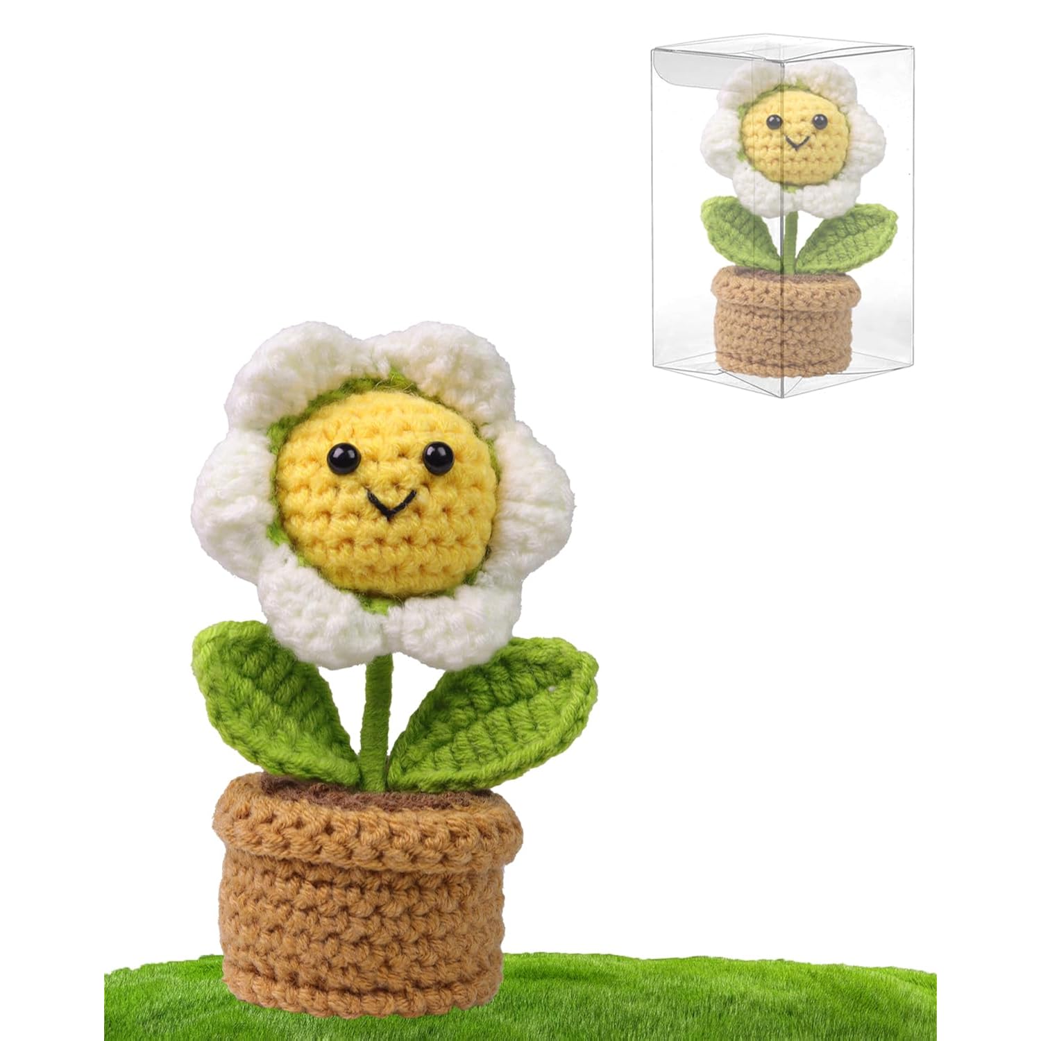 Crochet Flowers, A Gift That Brings Happy Moments For Mom, Teacher, Student, Coworkers, Knit Flowers For Car Decor, Office Desk Decor
