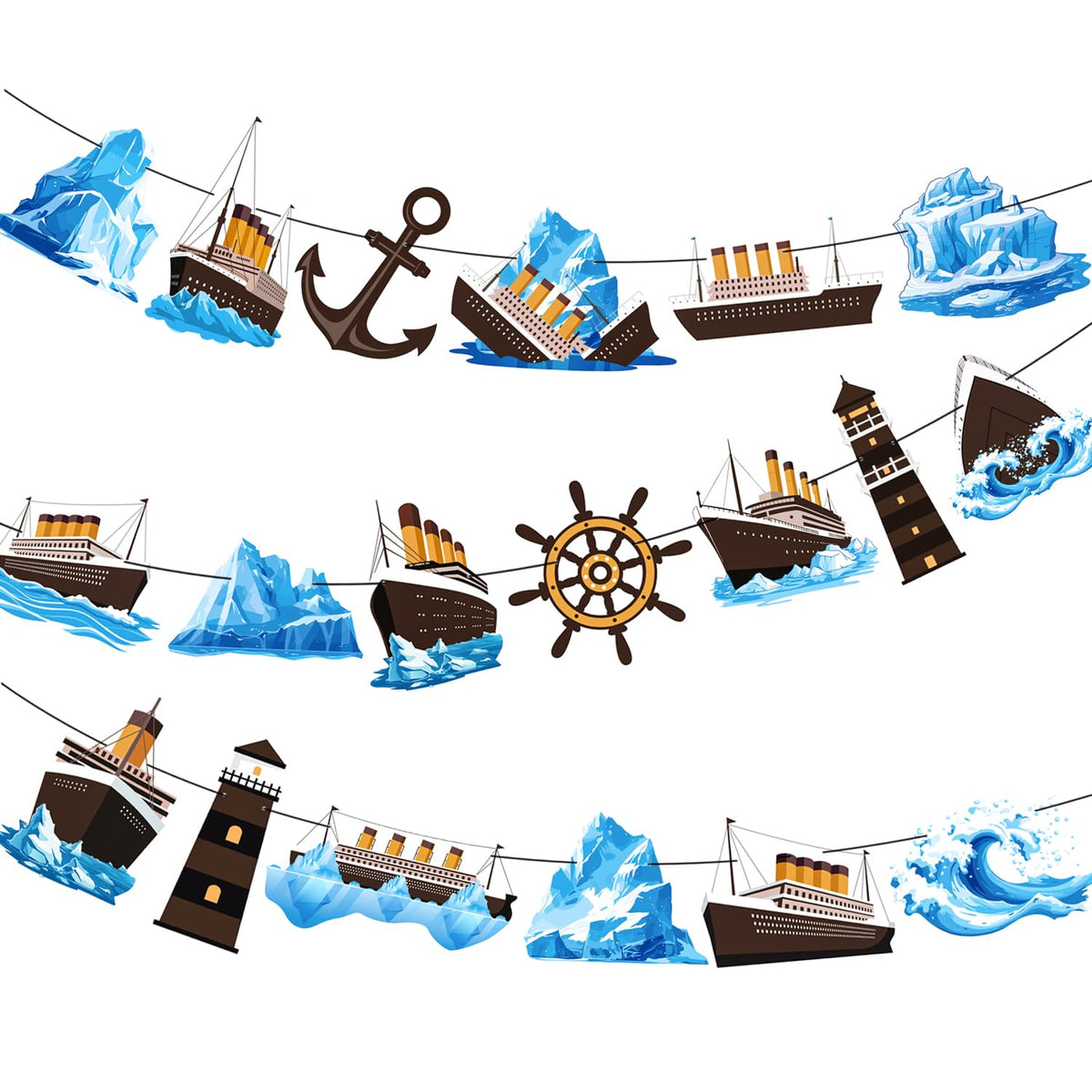 Nautical Party Banners Cruise Ship Party Decorations 3PCS Ocean Ship Lighthouse Party Banners Nautical Theme Birthday Decorations for Classic Movie Cruise Liner Birthday Party Supplies