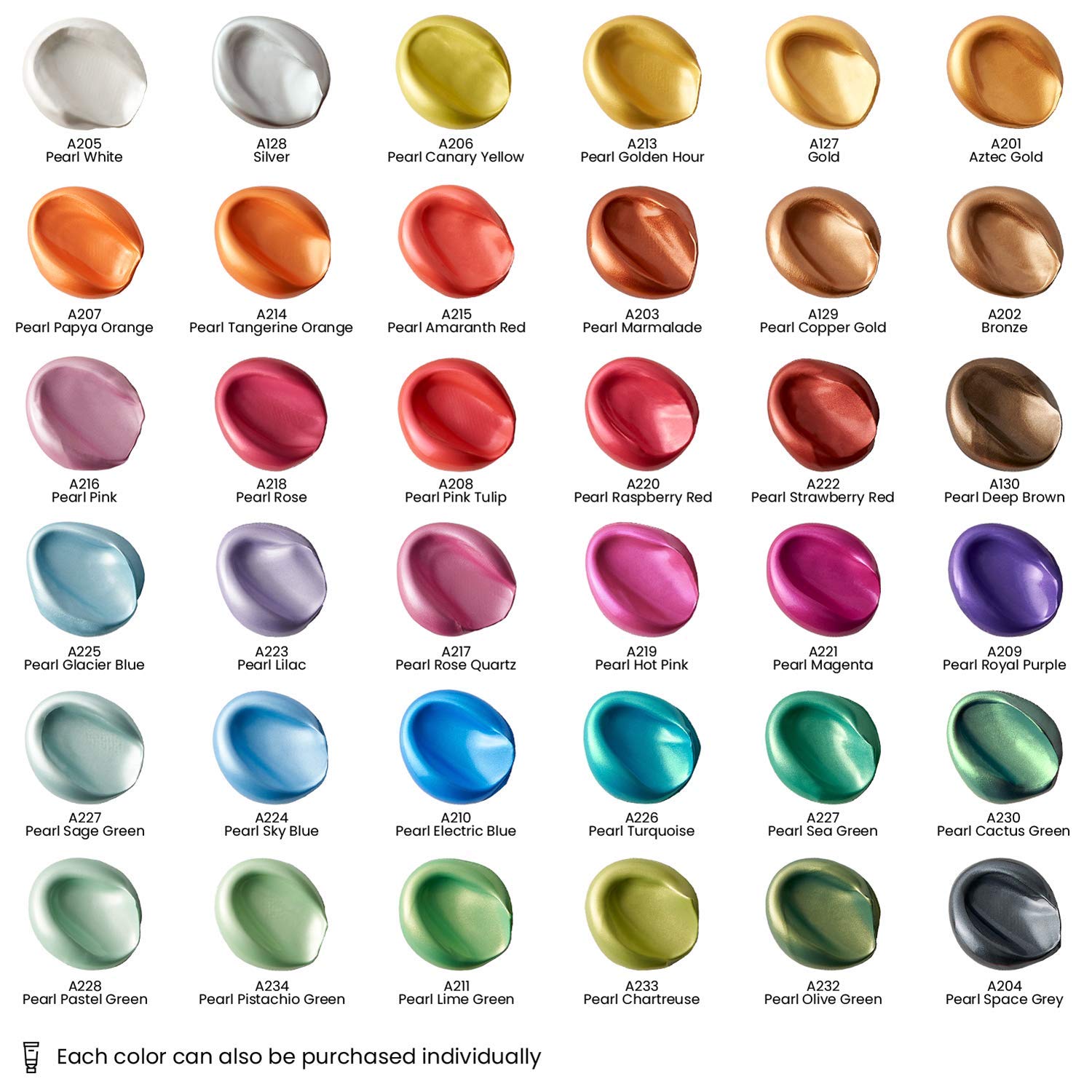 Metallic Acrylic Paint Set Of 36 Colors, 0.74 Ounce Tubes Artist Paints For Hobby Painters, Art Supplies For Canvas Painting