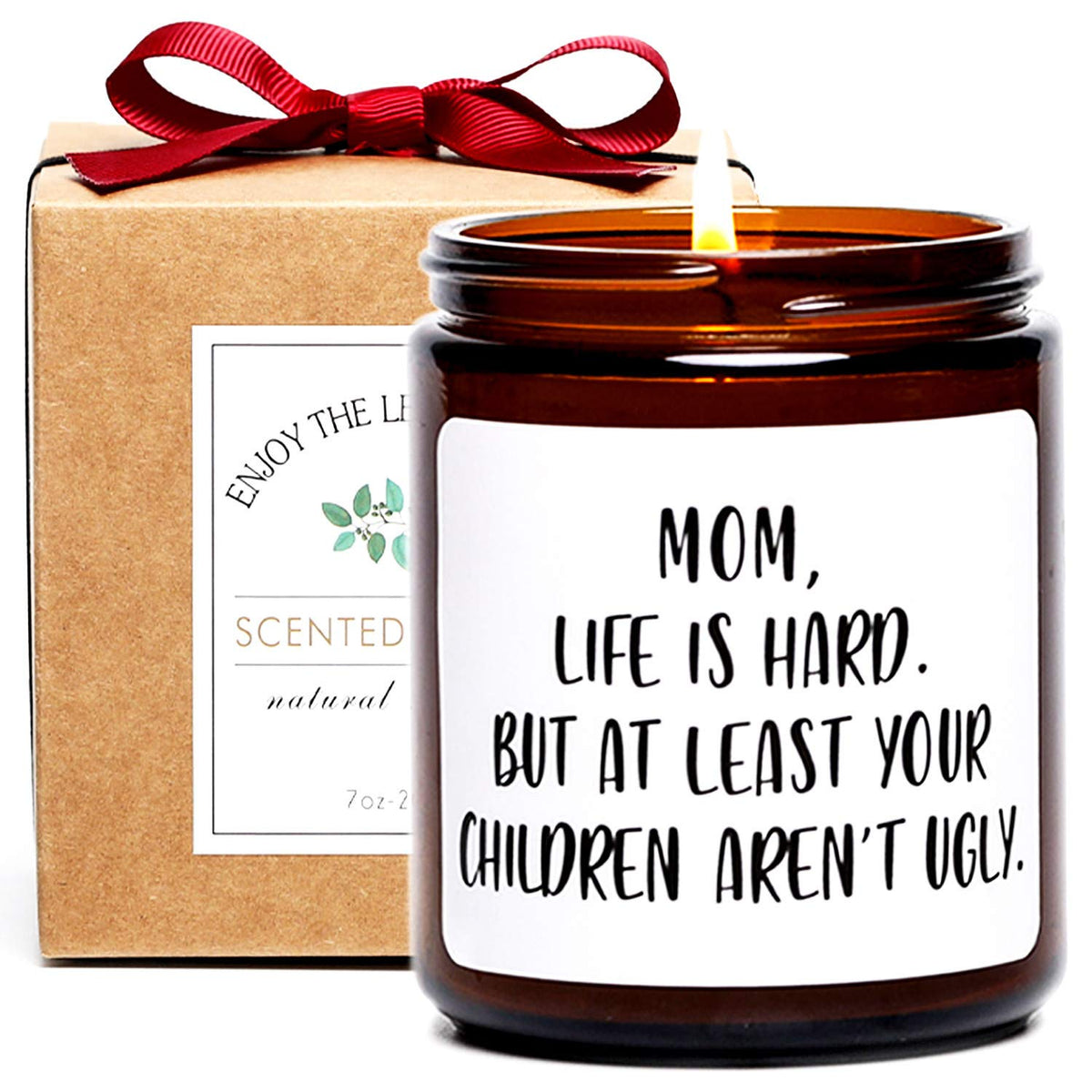 Gifts For Mom From Daughter Son,Funny Moms Candle, Mom Life Is Hard Candles,Mothers Day Gifts Birthday Thanksgiving Days Christmas Gift, Sandalwood & Rose Scented Candle,7Oz