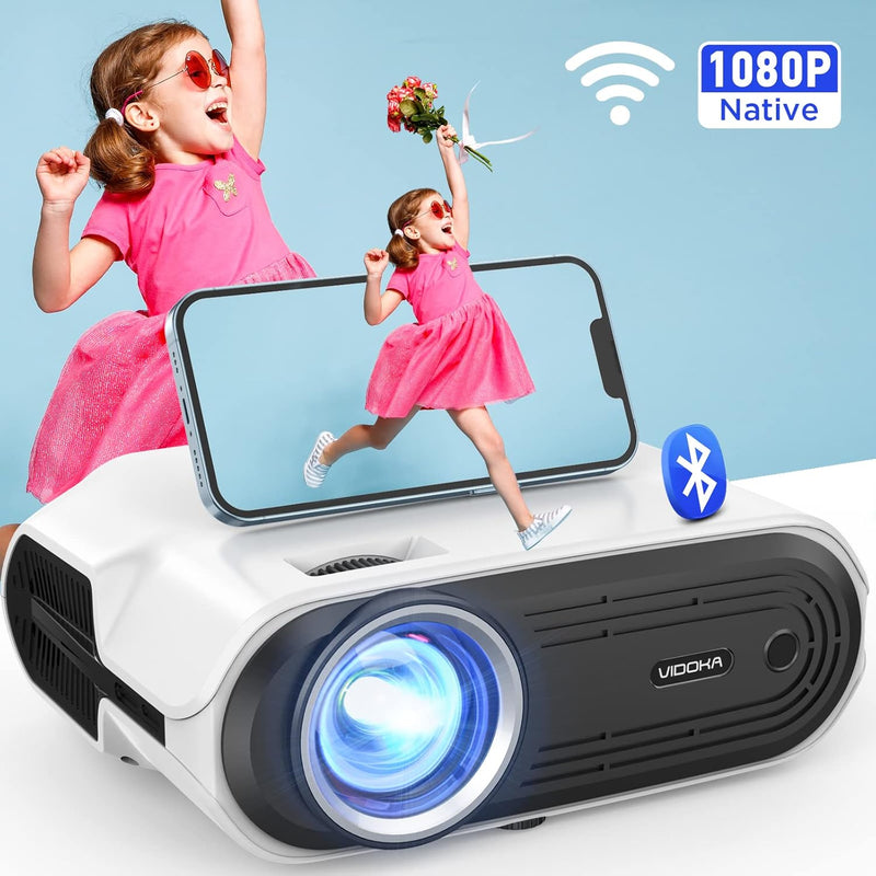 Wifi Bluetooth Projector, 8000L Native 1080P Hd Projector For Home And Outdoor