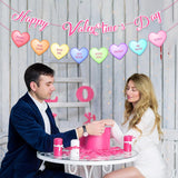 Happy Valentine'S Day Banner Marcron Sweet Love Words Heart Sign Garland For Valentines Party Decorations