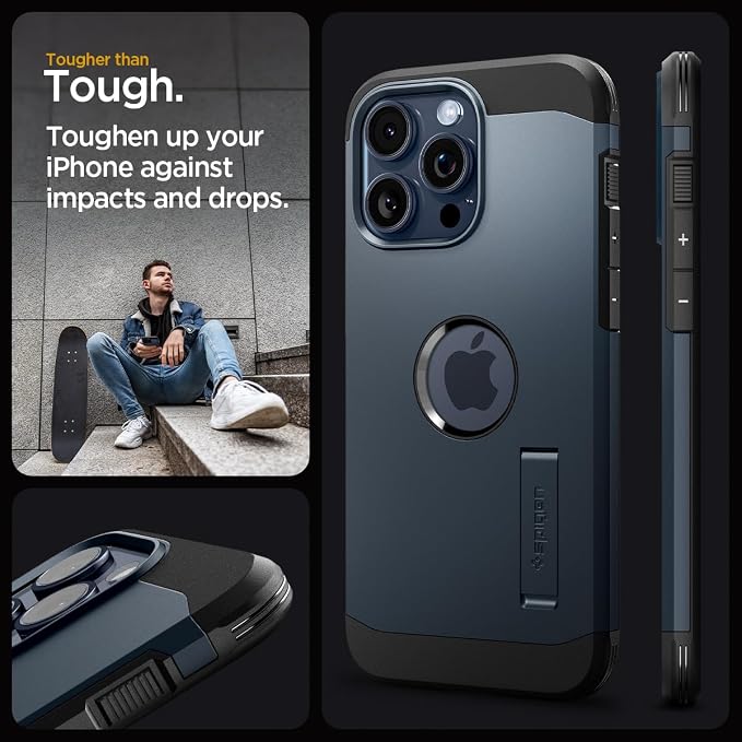 Spigen Tough Armor MagFit Case for iPhone 15 Pro Metal Slate Rugged Protective Cover