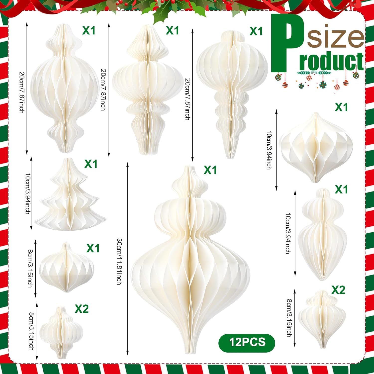 16 Pcs White Paper Snowflake Fan Decorations 7.9 Inch-20 Inch 12 Pcs Jumbo Christmas Paper Honeycomb Balls 3.15 Inch-11.8 Inch White Winter Wonderland Christmas Hanging Decor For Birthday Party