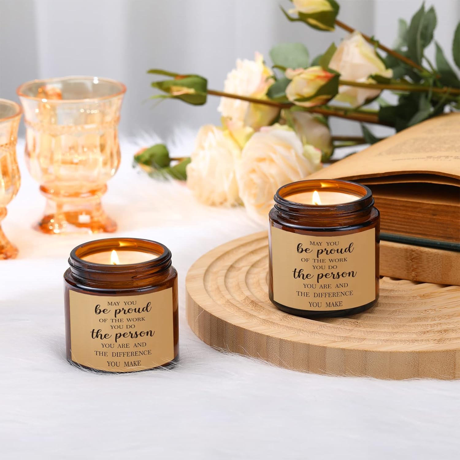 12 Pieces Thank You Candle Gifts 3.5 Oz Teacher Employee Appreciation Gift Jar Soy Wax Candle Set For Women Men Nurses Teachers(Vintage)