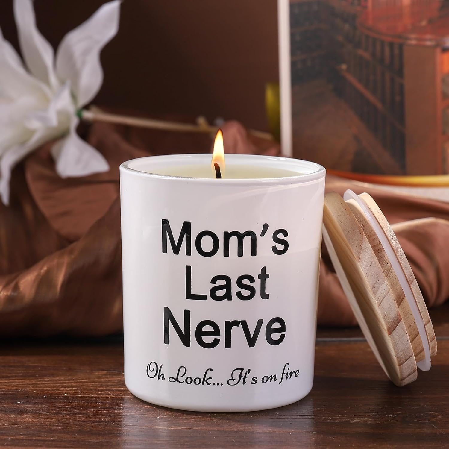 Gifts For Mom From Daughter Or Son Funny Unique Mother Gift For Christmas Birthday Moms Last Nerve Oh Look Its On Fire Novelty Lavender Scented Soy Candle