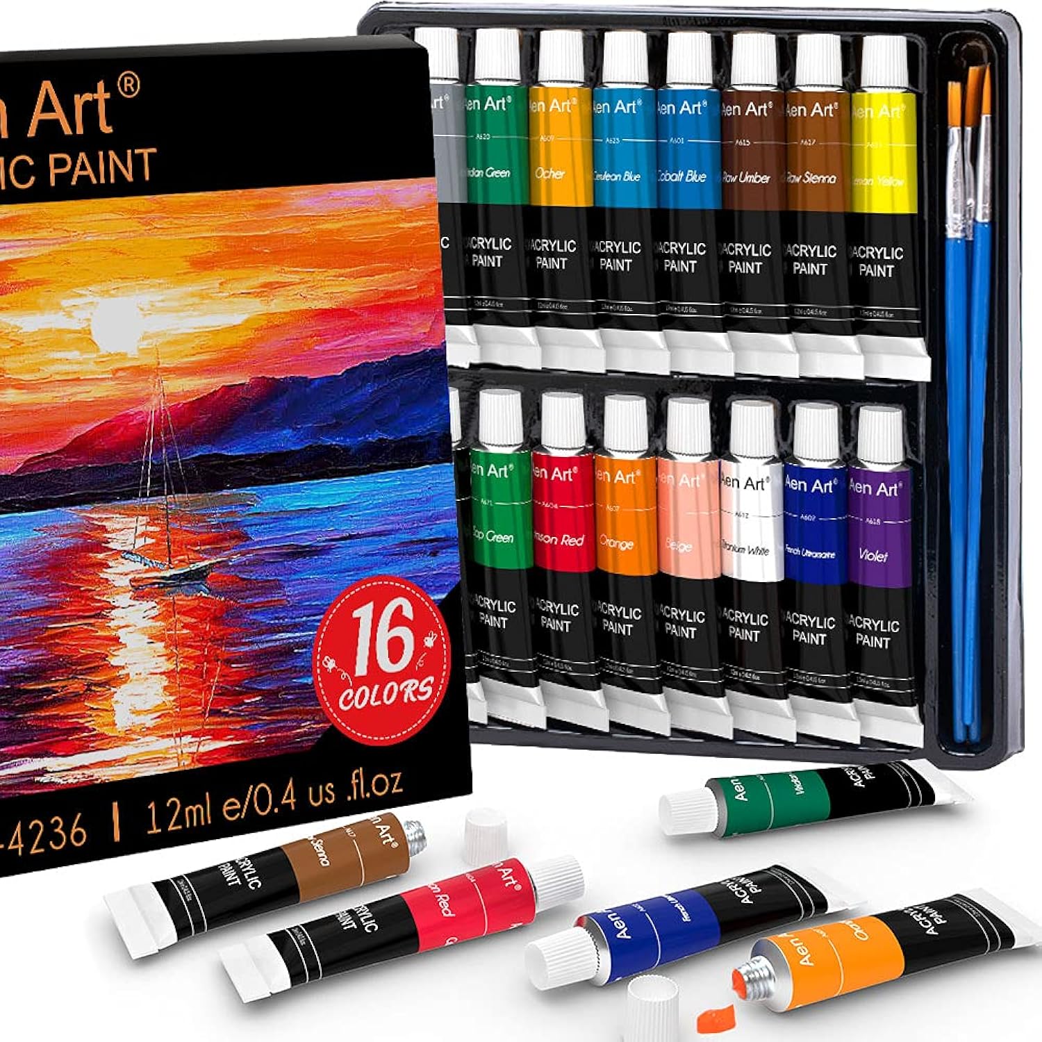 Acrylic Paint Set For Pumpkin Painting, 16 Colors Painting Supplies For Canvas Wood Fabric Ceramic Crafts, Non Toxic&Rich Pigments For Beginners