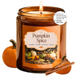 Pumpkin Candle 8Oz Jar, Pumpkin Spice Candles, Fall Candles, Fall Scented Candles, Natural Soy Candle Non Toxic, Long Burning, Refillable 8 Oz Glass Jars