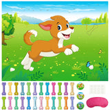 Pin The Tail On The Dog Birthday Party Game With 48Pcs Bones, Give The Puppy A Bone Game For Kids' Dog Birthday Party Supplies