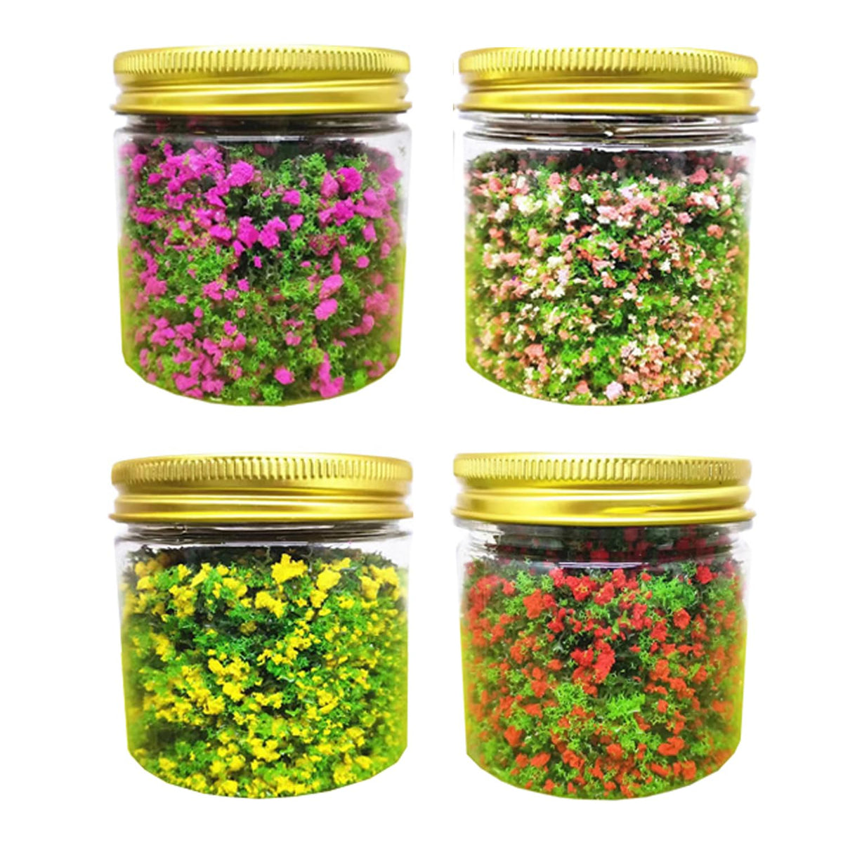 4 Pack Model Flower Grass Cashmere Powder Green Fake Flower Grass, Art Landscape, Diy Artificial Sand Table Micro Landscape Building