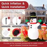 7Ft Christmas Inflatables Decorations Outdoor?Blow Up Christmas Snowmen And Gingerbread Men With Built-In Leds Lights Fo
