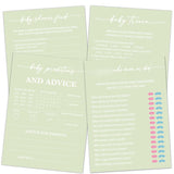 Baby Shower Games Set, Green Theme Baby Shower Game Cards, 50 Double-Sided Cards For 25 Guests, 4 Games - Find, Predictions, Trivia, Feud, Gender Reveal Party Supplies, Party Decor Ideas -03