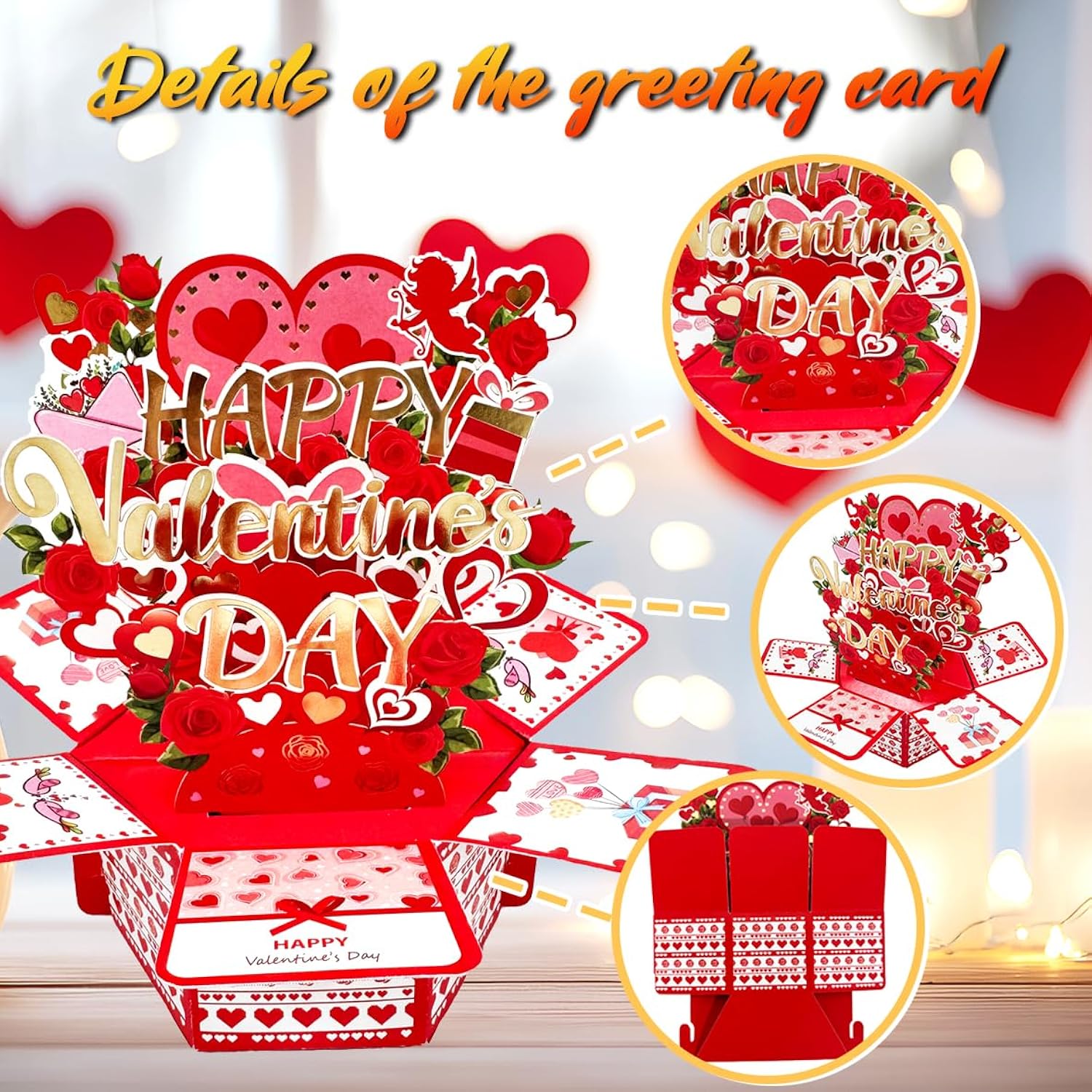 3D Pop-Up Valentine’S Day Card – Valentine’S Day Gift With Hexagon 3D Pop-Up Design, Luxury Cardstock & Quality Envelope