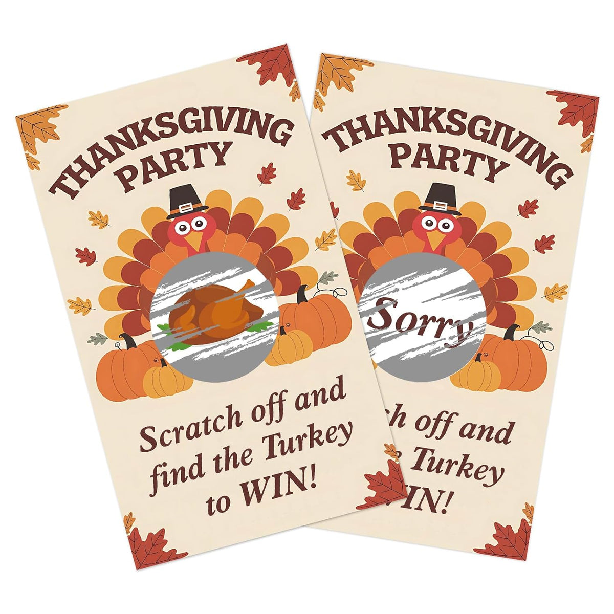 Thanksgiving Scratch Off Cards, 50Pcs Fall Harvest Party Scratch Off Tickets, Autumn Game Cards For Adults Family Groups Supplies Classroom Activities - B01