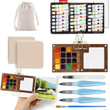 Mini Watercolor Paint Set, Pocket Watercolor Set With Paint, Travel Paint Kit,Brush, Sketchbook & Copper Clip, Watercolor Travel Kit For Beginners, Artists & Painting Enthusiasts