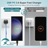 2 Pack 25W USB C Fast Wall Charger with 10FT USB C Cable for Samsung Galaxy S26 S25 S24 iPad