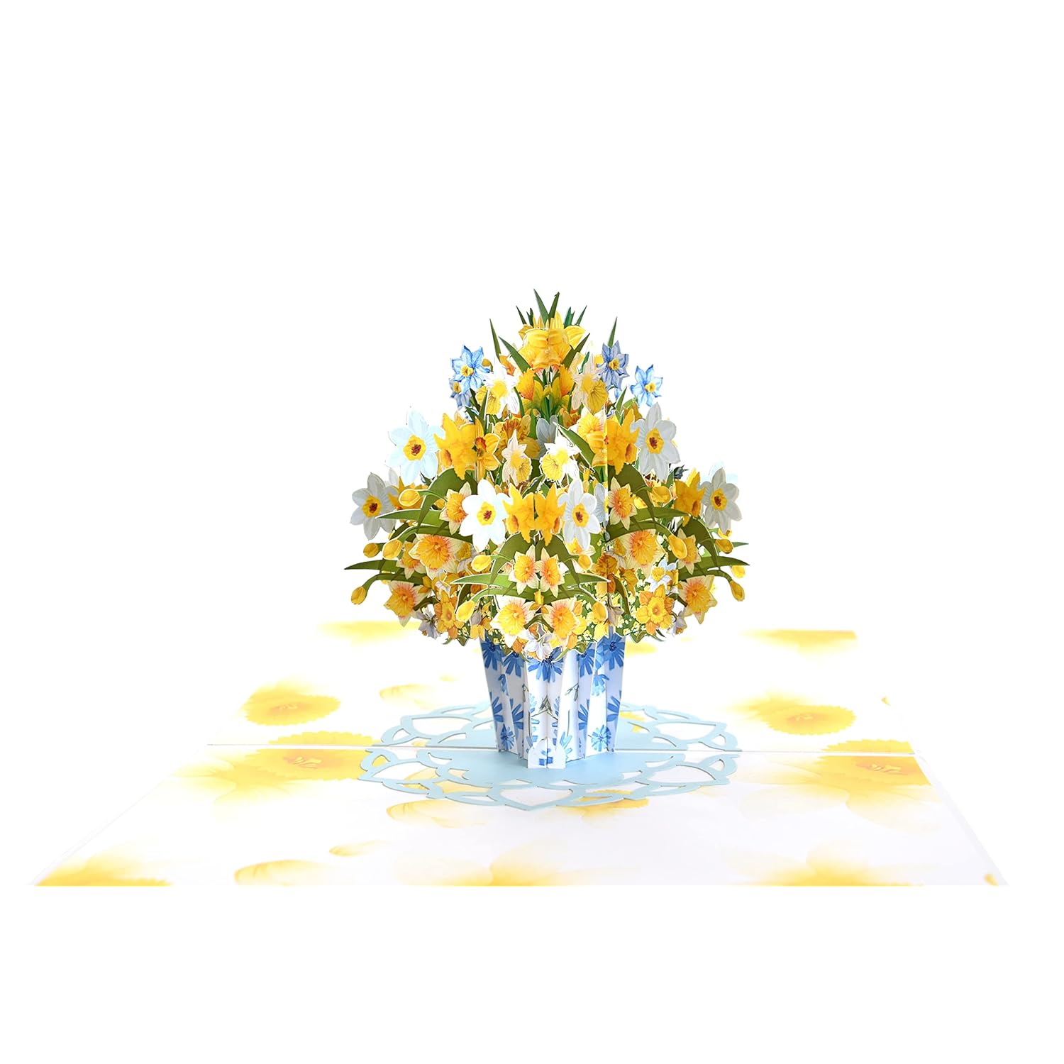 Daffodil Flower Bouquet In Vase Pop Up Birthday Card, Mother'S Day Card, Spring Card, Thinking Of You
