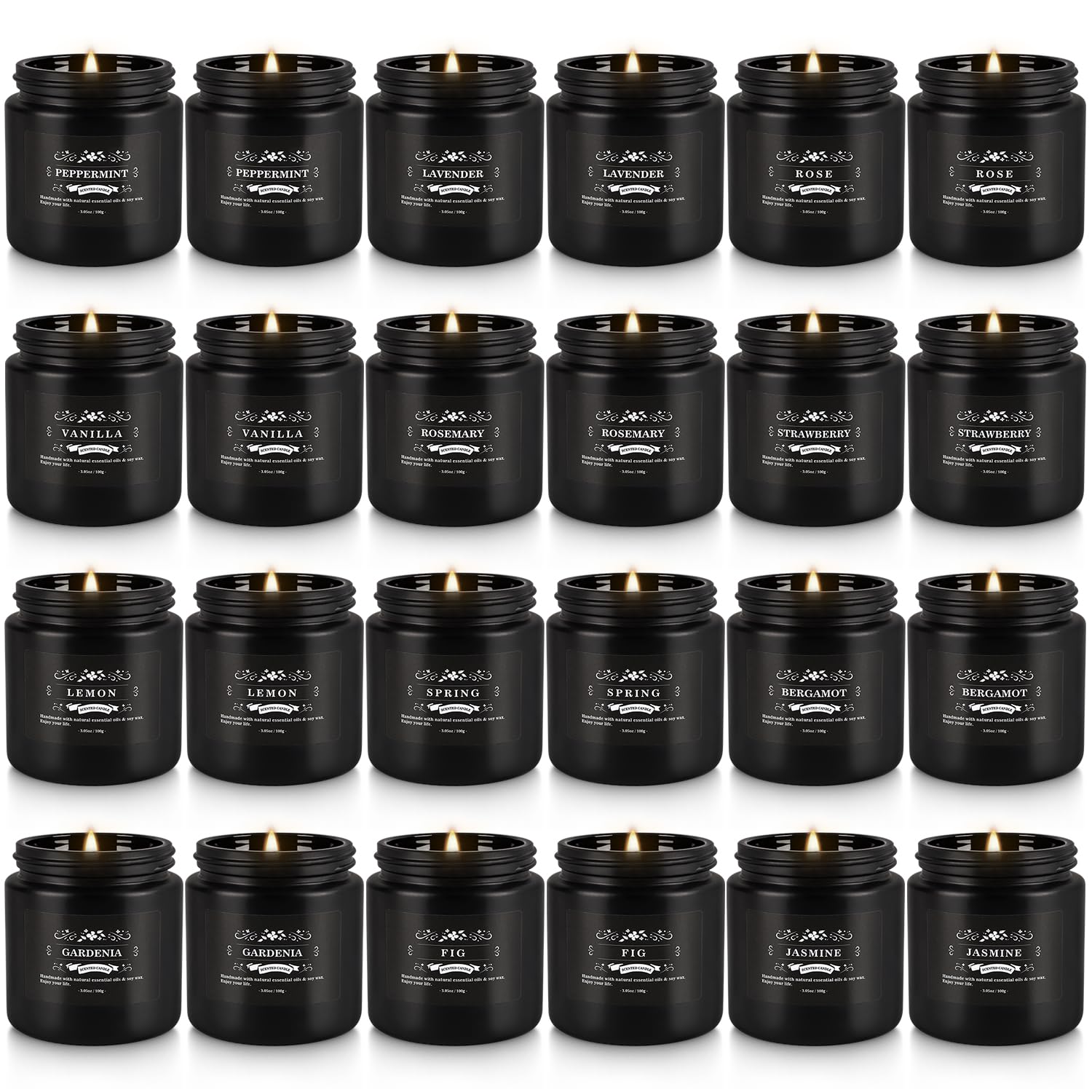 Scented Candles Gifts Set 24 Pack Soy Wax Travel Tin Jar Candles For Home 3.05 Oz For Mom For Christmas, Birthday, Thanksgiving, Mother'S Day(Black)