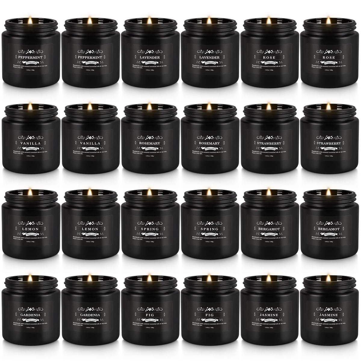 Scented Candles Gifts Set 24 Pack Soy Wax Travel Tin Jar Candles For Home 3.05 Oz For Mom For Christmas, Birthday, Thanksgiving, Mother'S Day(Black)