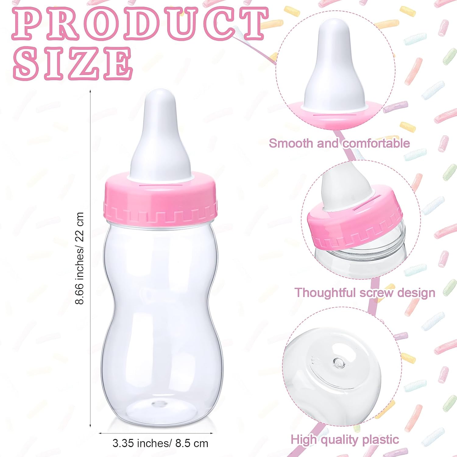 122 Pcs Baby Shower Games Guess How Many Sprinkles Included Standing Sign 100 Guessing Cards 20 Pencils 1 Baby Bottle For Gender Reveal Party Favor No Sprinkles(Pink)