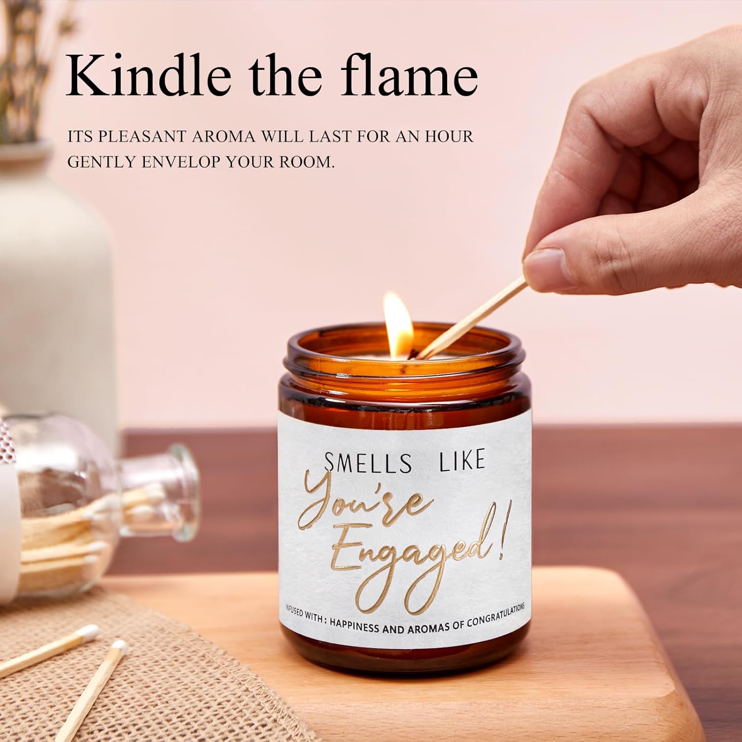 Engagement Gifts For Couples, Engaged 2026 Lavender Bergamot Scented Soy Candle, Perfect For Engagement Party, Bridal Shower And Anniversary Celebrations (Engaged)