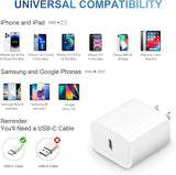 20W USB C Fast Charger with 6FT USB C to Lightning Cable for iPhone 14 13 12 11 iPad PD Wall Charger