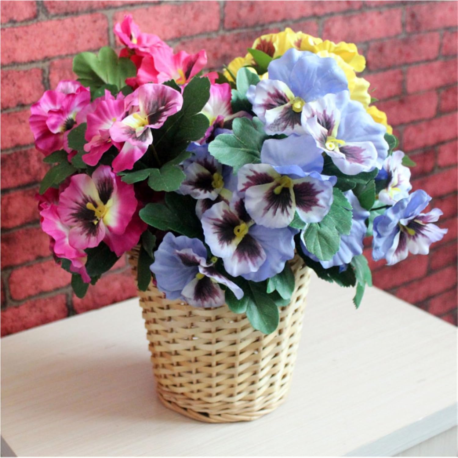 Artificial Pansy Flowers For Home Office Decoration-(1Pcs Red)