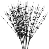 6 Pack Black Artificial Glitter Berry Stems 15.7" Fake Decorative Glitter Sticks For Thanksgiving Table Runner Xmas Tree Vase Diy Wreath Crafts Fireplace Decor