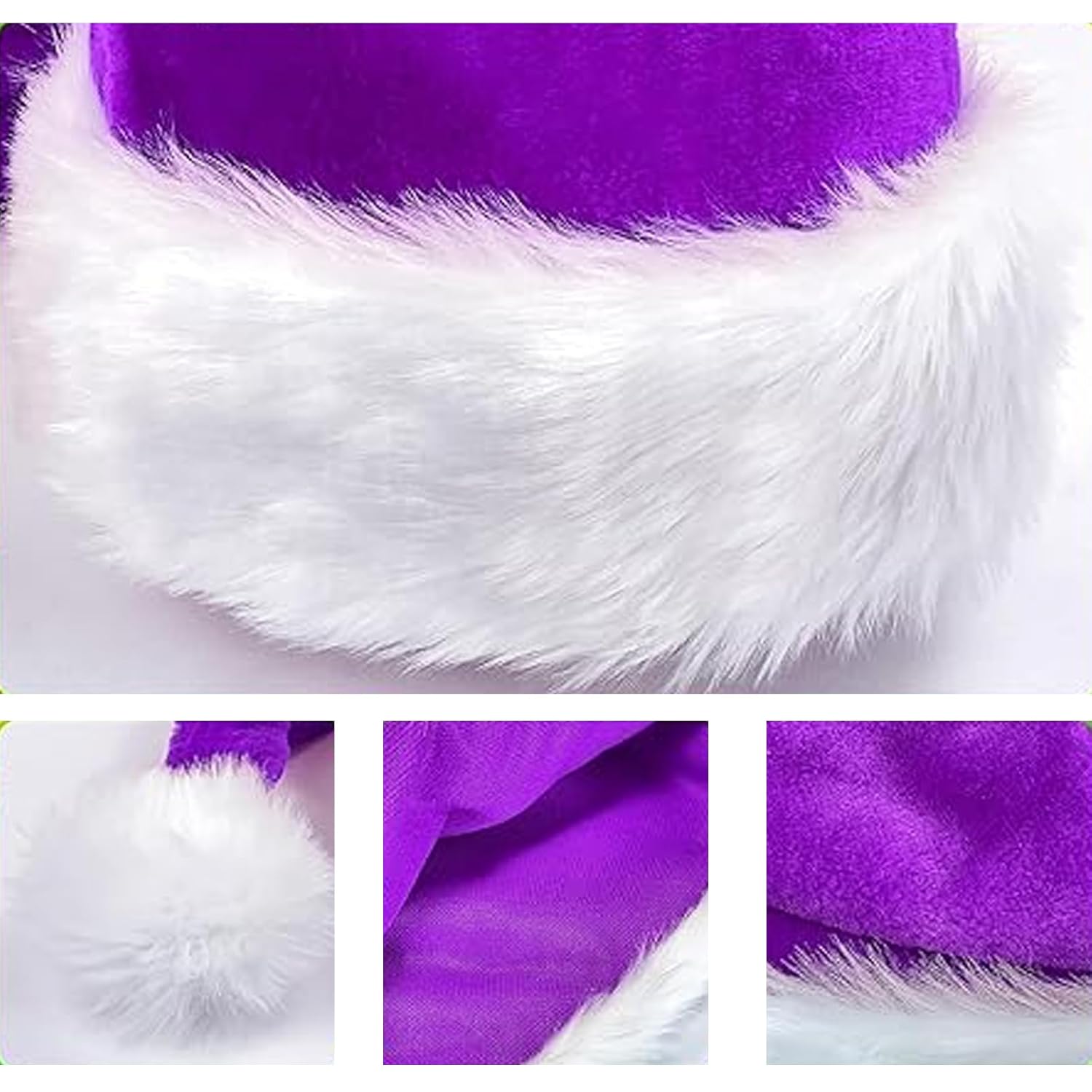 Plush Christmas Hat Purple Velvet Santa Hat For Women Men Christmas Holiday New Year Party Supplies
