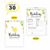 Baby Shower Game Cards?30 Watercolor Lemon Theme Prediction And Advice Cards?5"X 7"Double-Sided Fill In Game Cards For Babyshower Party Favor & Supplies-Bbyx-A01