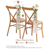 Wedding Chair Decorations Set Of 10 Aisle Artificial Flowers White Pink Rose Garland With Hanging Ribbons For Ceremony Reception Church Pew Arrangement Party Wedding Aisle Decor