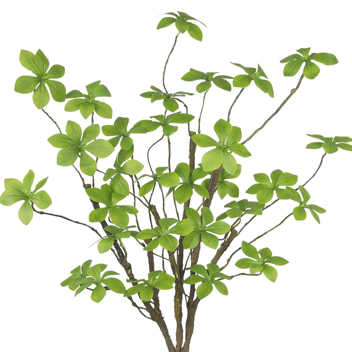 3 Pcs Artificial Green Leaves Stem Plants Faux Floral Stems Fake Leaves Silk Artificial Greenery Branches With Long Stem For Vases Farmhouse Centerpiece Home Office Party Wedding Shop Decor