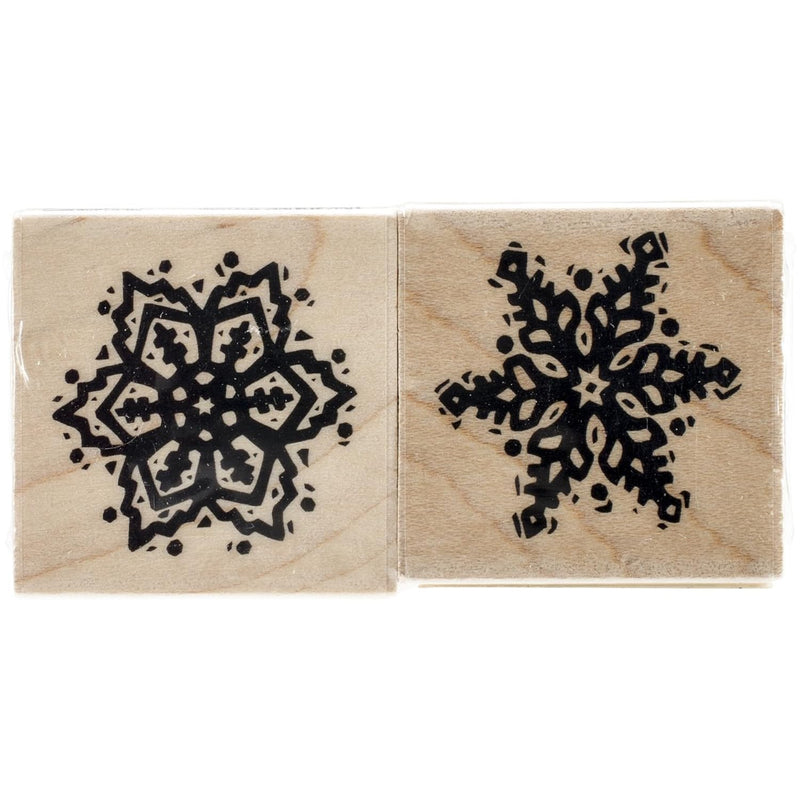 Christmas Mounted Rubber Stamp, Snowflake, 3 By 1.5-Inch