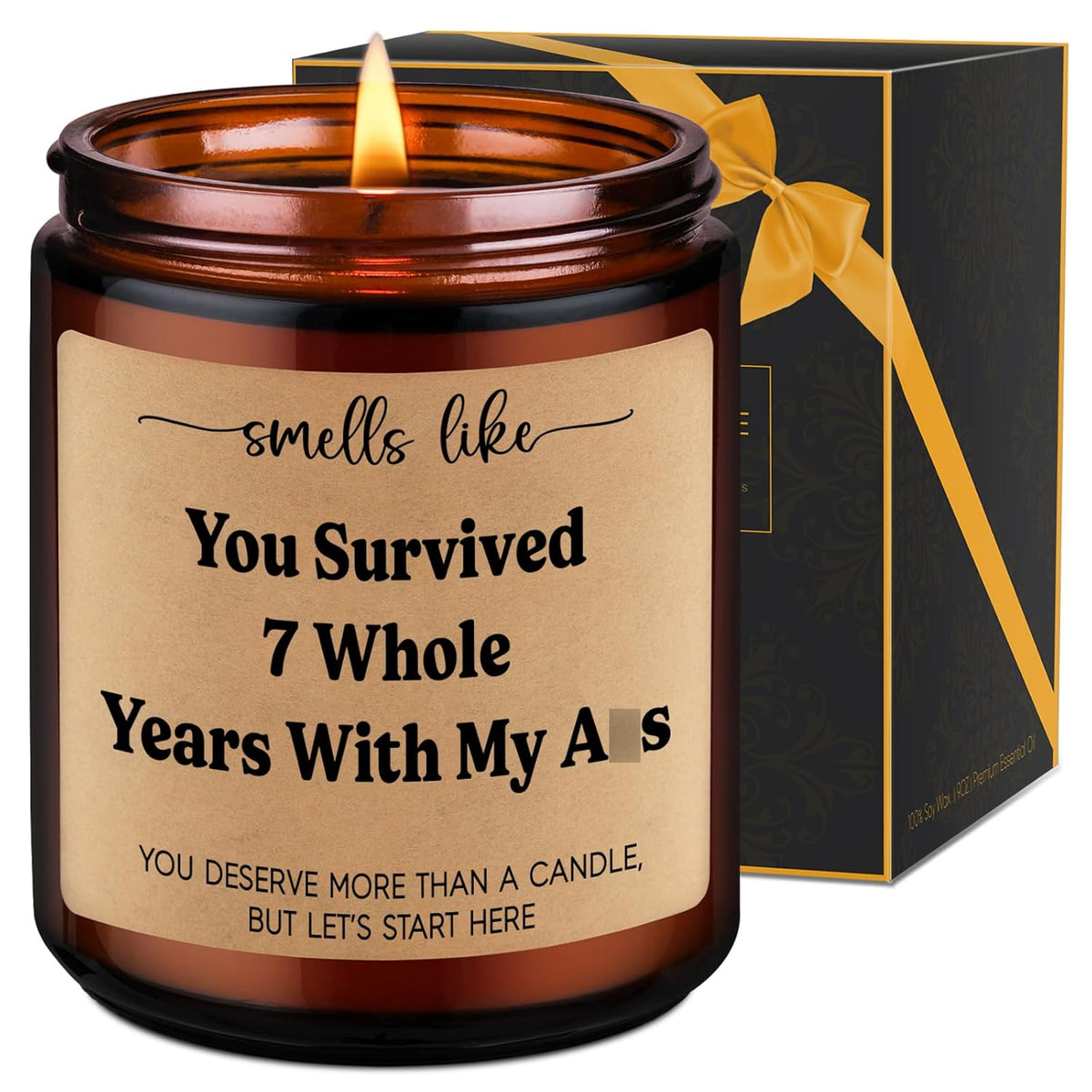 7Th Anniv. Candle, 7 Year Anniversary Funny Gifts For Him Her Husband Wife Boyfriend Girlfriend - Copper Gifts For 7Th Anniversary, 7 Years Copper Wedding Anniv. Couple Present For Women Men