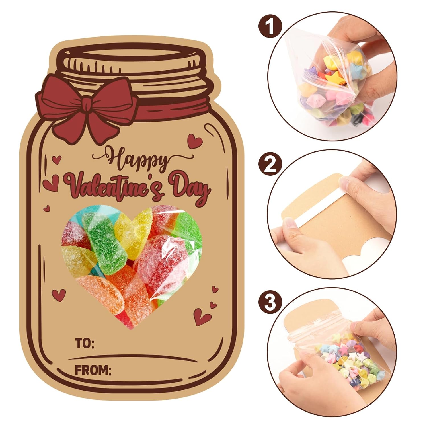 50Pcs Valentines Day Cards For Kids - Happy Valentine'S Day Crads Bulk With 50Pcs Treat Bags, Diy Candy Bag Exchange Gift For Classroom Party Favors, Boys Girls Toddler(Candy Not Included)