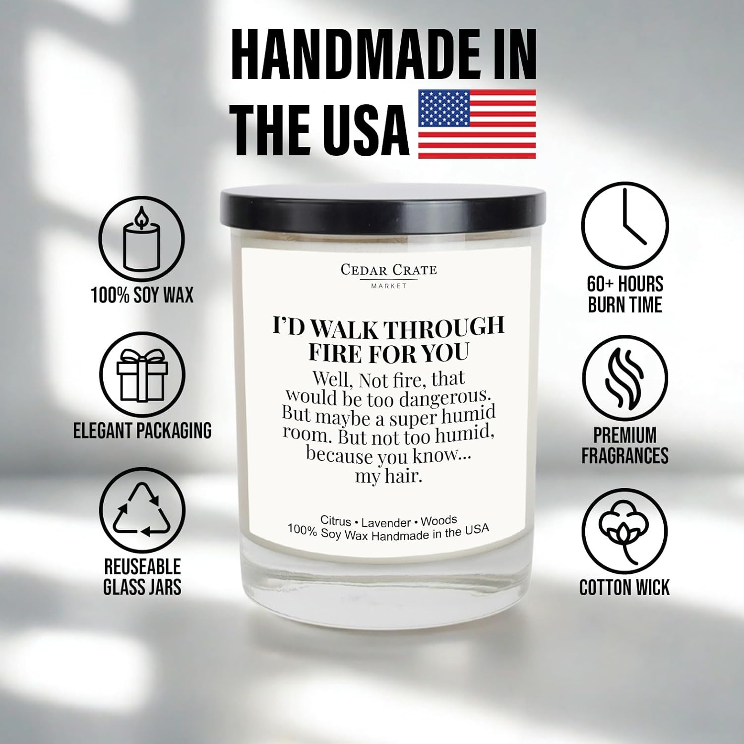 Friend Candle Gift – Lavender Citrus Scented Soy Candle, Hand Poured In Usa, Premium Gift Box, Long Lasting 60+ Hour Burn, Clean Burn Cotton Wick, Birthday Gifts For Women