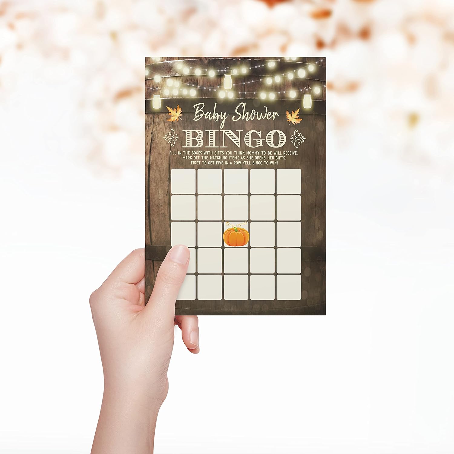 Fall Pumpkin Baby Shower Games, Neutral Yellow Bingo, Find The Guest, The Price Is Right, Who Knows Mommy Best, 25 Games Each
