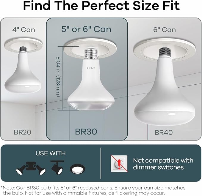 BR30 Smart LED Light Bulbs Compatible with Alexa Apple Home Google Home 4 Pack