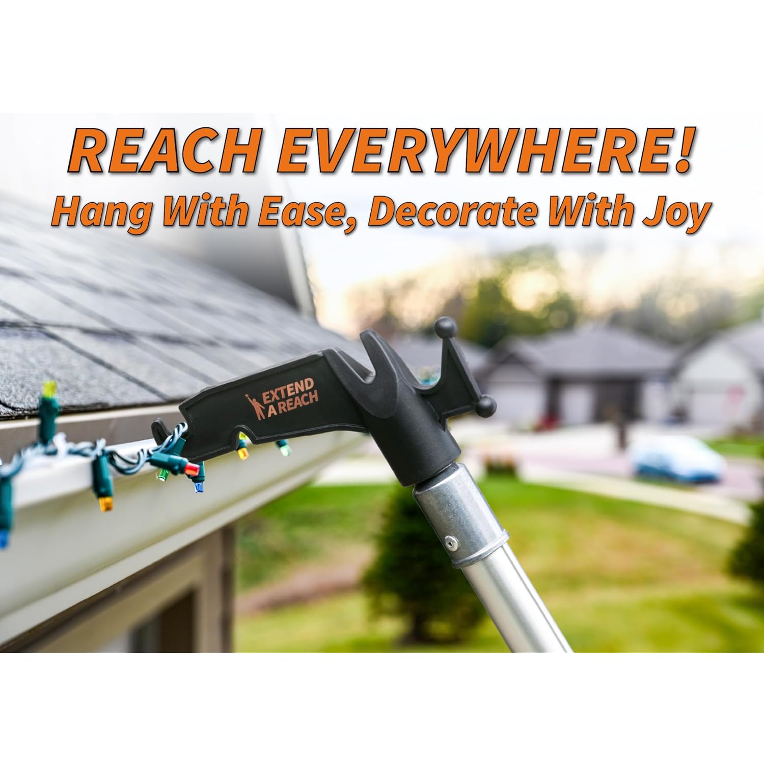 5-30 Ft Long Telescopic Extension Pole With Utility Hook // Telescoping Pole For Christmas Lights Installation, String Lights, Birdfeeders // Lightweight And Sturdy // Christmas Light Pole With Hook
