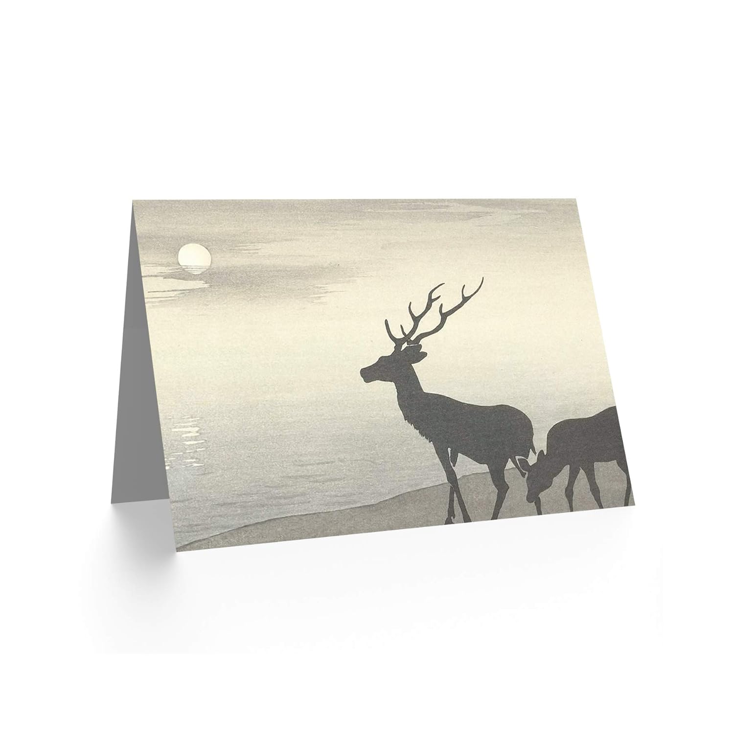 Ohara Koson Torii Gate And Deer Landscape Fine Art Greeting Card Plus Envelope Blank Inside