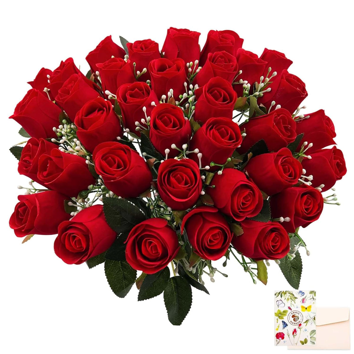 36 Blooms Velvet Artificial Roses, 2 Bouquets Red Roses Faux Silk Flowers For Wedding Decor, Bridal Bouquet Home Decoration Table Centerpieces Romantic Gifts
