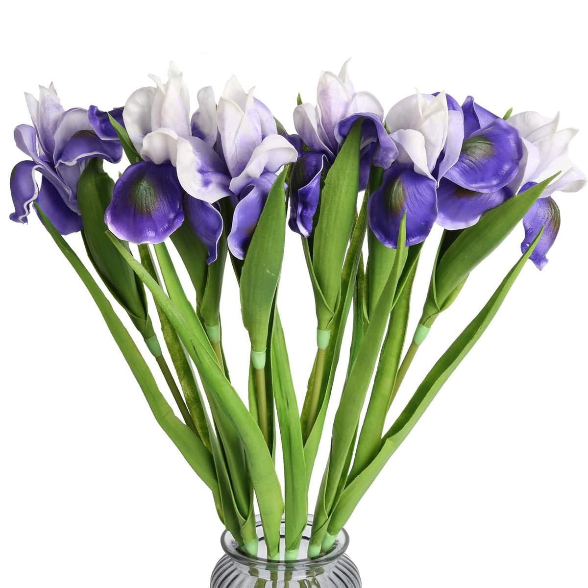 Purple Iris Flowers Artificial 6 Pcs Real Touch Flowers 23.22 In Long Stems Iris Artificial For Wedding Bridal Home Kitchen Party Décor(Purple)