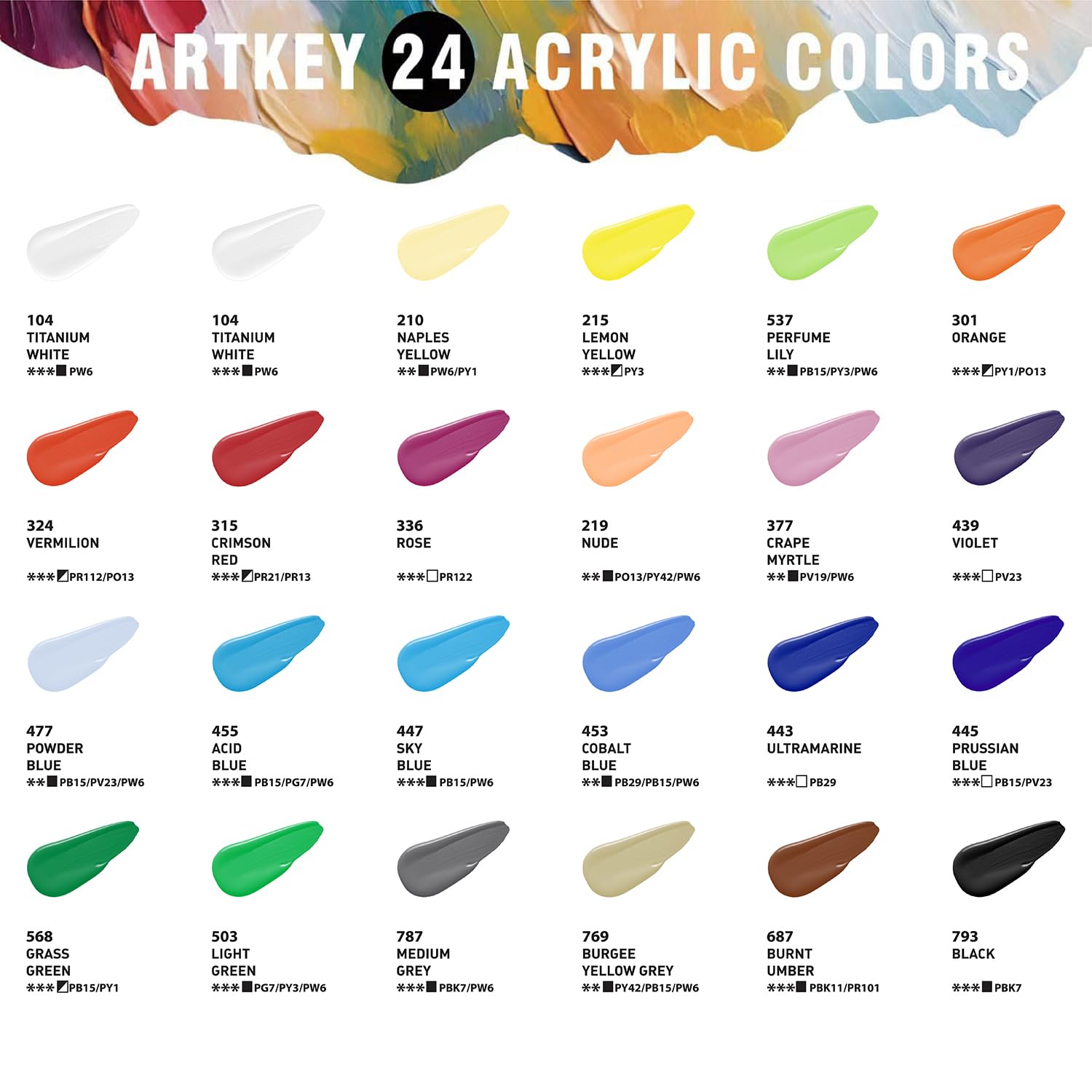 Acrylic Paint Set, 24 Colors 2 Oz/59 Ml Acrylic Paint Kit For Professional Artists & Beginners – Craft & Art Supplies For Canvas, Wood, Fabric, Rock, Leather, Ceramic, Glass, Easter Egg