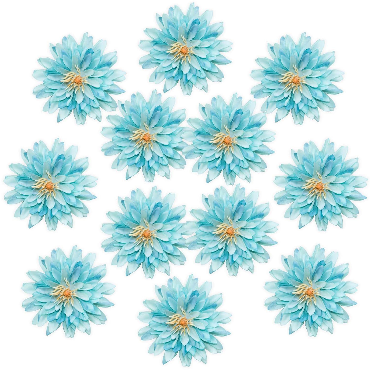 12Pcs Artificial Chrysanthemum Flowers Heads,2.95 Inch Faux Flowers For Home Decor, Stemless Fake Chrysanthemum Heads For Diy Wedding Table Garden Party Decor (Blue)