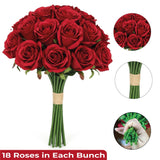 Artificial Red Roses With Stems 12", 18 Pcs Fake Red Flowers For Home Decor, Realistic Silk Roses For Wedding Centerpieces, Valentine’S Gifts & Christmas