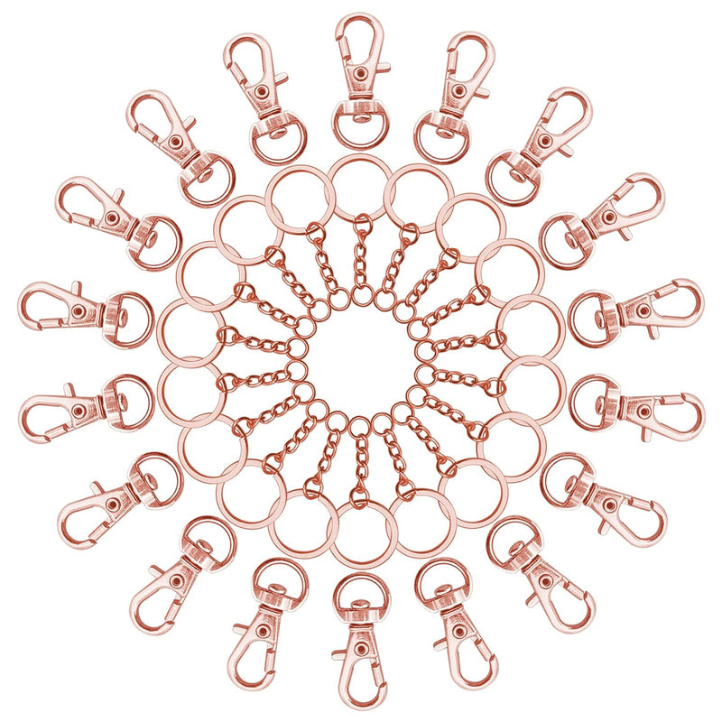 150Pcs Swivel Snap Hook Set,Rose Gold Swivel Clasps Lanyard Snap Keychain Hook